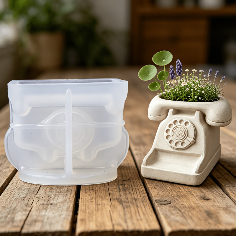 Tagine Clay Pot - 3D 빈티지 회전식 전화기 다육식물 화분