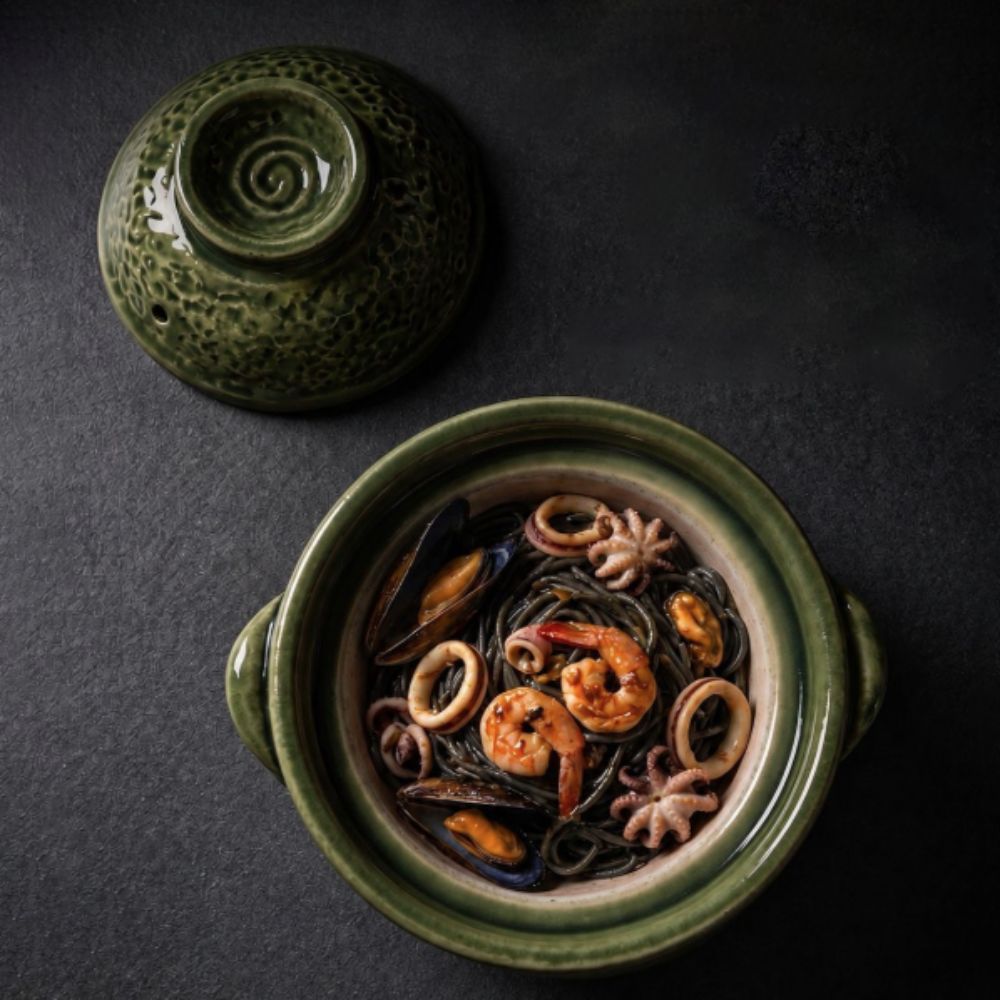 Tagine Clay Pot - 도자기 이중 손잡이 냄비 이중 유약층