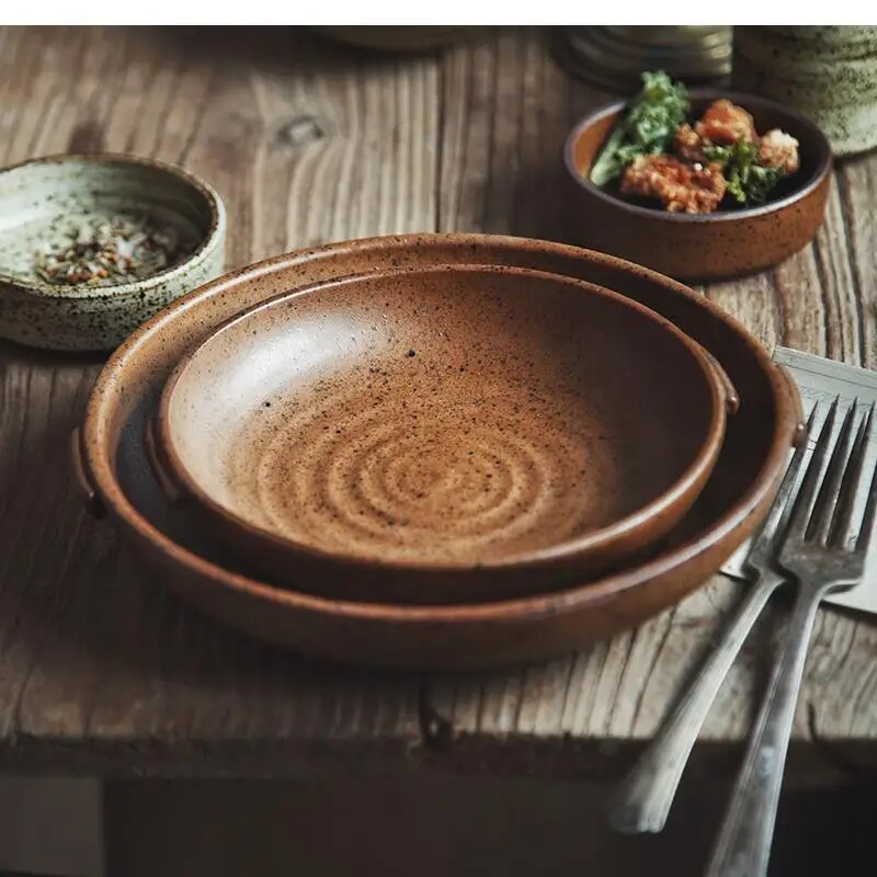 일본 수제 석기 식기 접시와 그릇 레트로 세라믹 디너  - Home Cooking Japanese 리뷰 및 가격