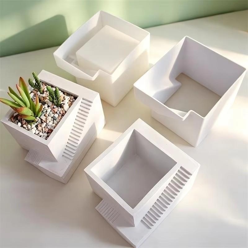 사각형 계단 모양 즙이 많은 식물 냄비 시멘트 점토 화 - Tagine Clay Pot 리뷰 및 가격