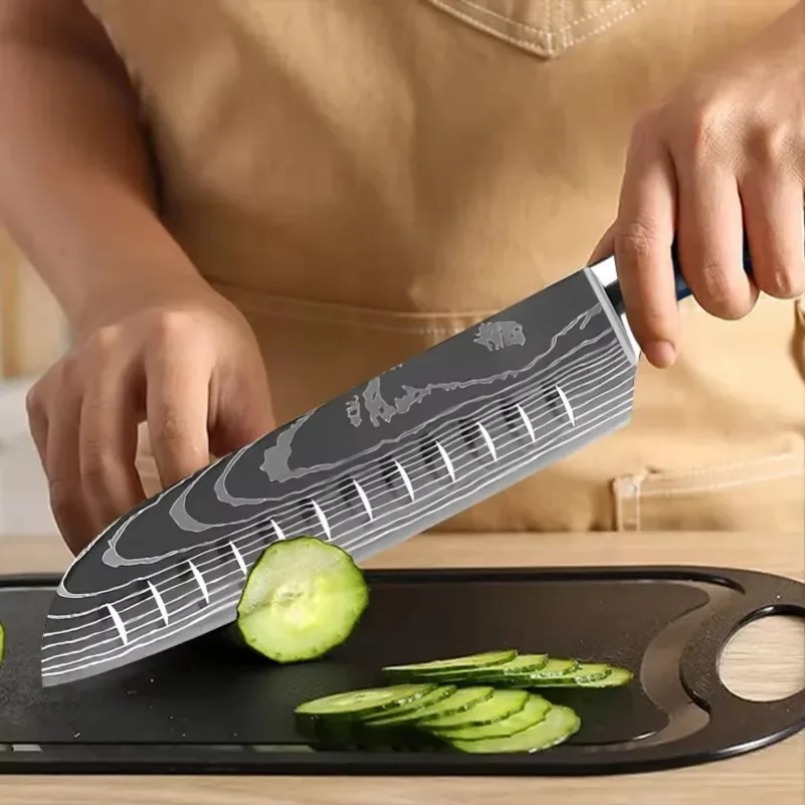 다마스커스 패턴 레이저 스틸 일본 산토쿠 나이프 레진  - Home Cooking Japanese 리뷰 및 가격