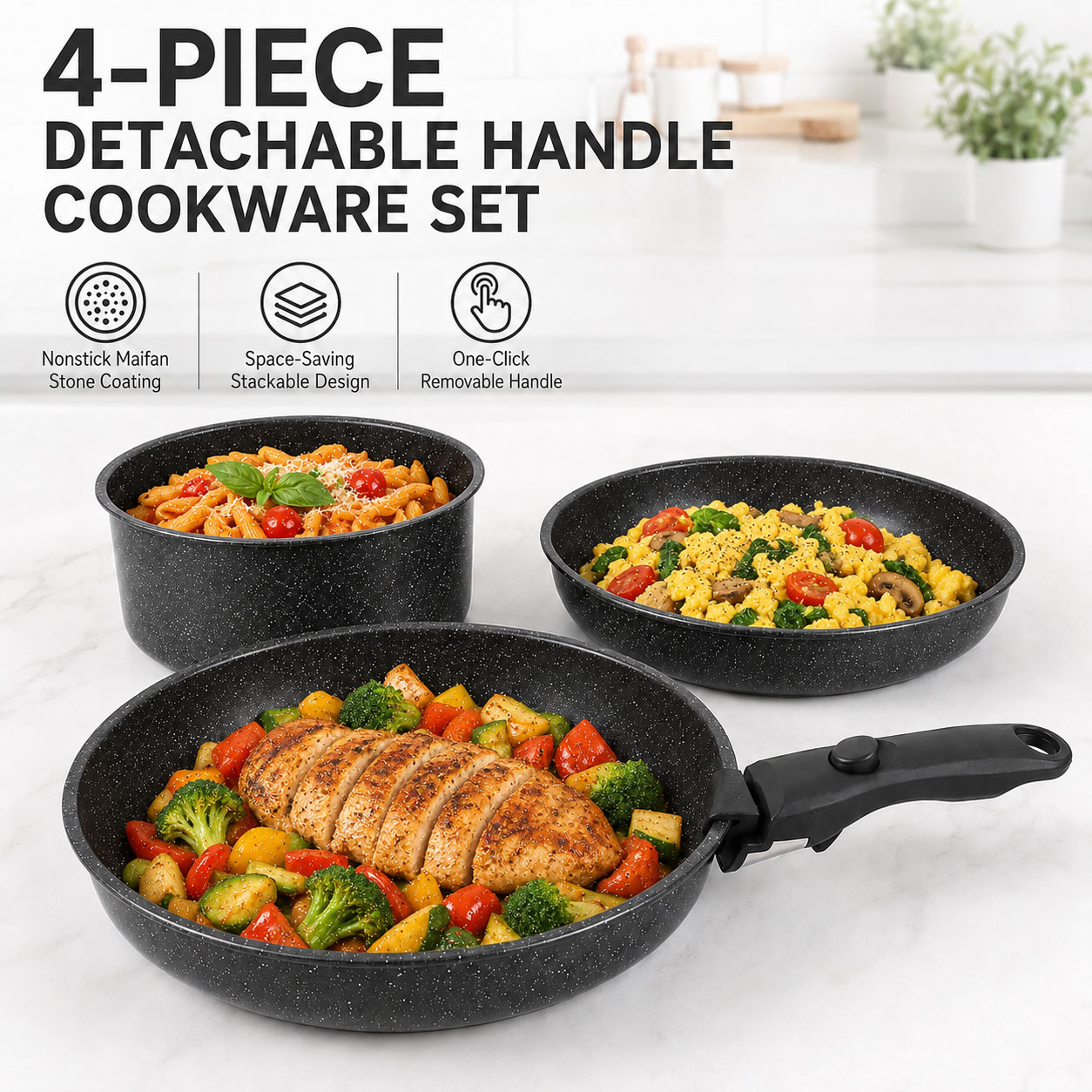 유위즈 4종 논스틱 쿡웨어 세트 탈부착 손잡이 스태커블 - Paella Pan Steel 리뷰 및 가격
